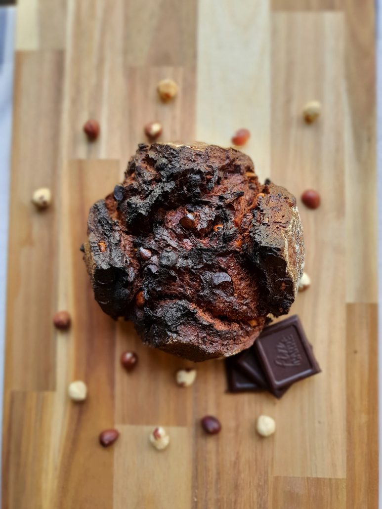 chocolate and hazelnut sourdough spelt bread