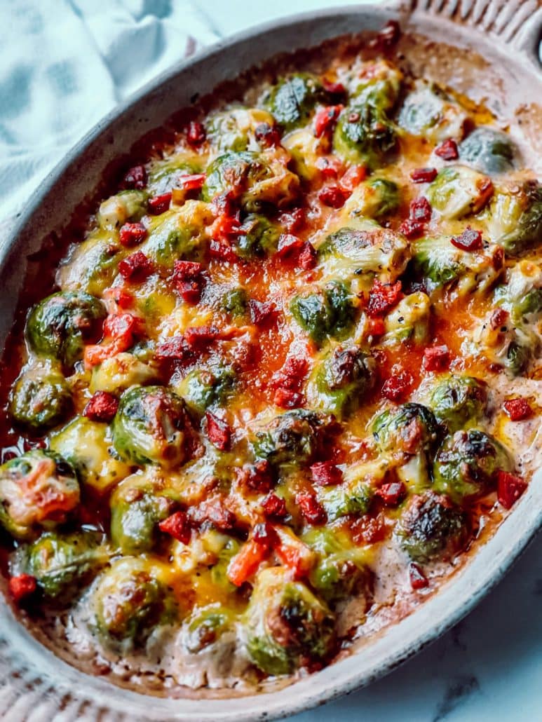 creamy chorizo brussels sprouts