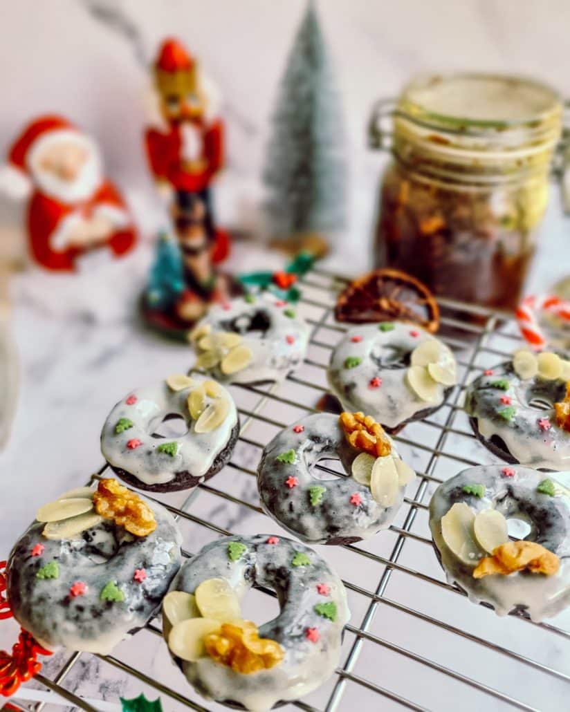 Christmas Donuts with Protein Frosting