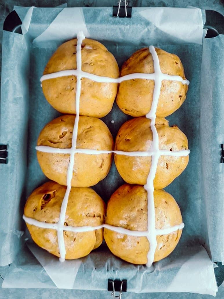 Buns with Crosses before baking